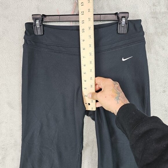 Nike Dri-Fit Pants Womens Size S Black Wide Leg Stretch Cropped Athletic Active - Picture 6 of 8